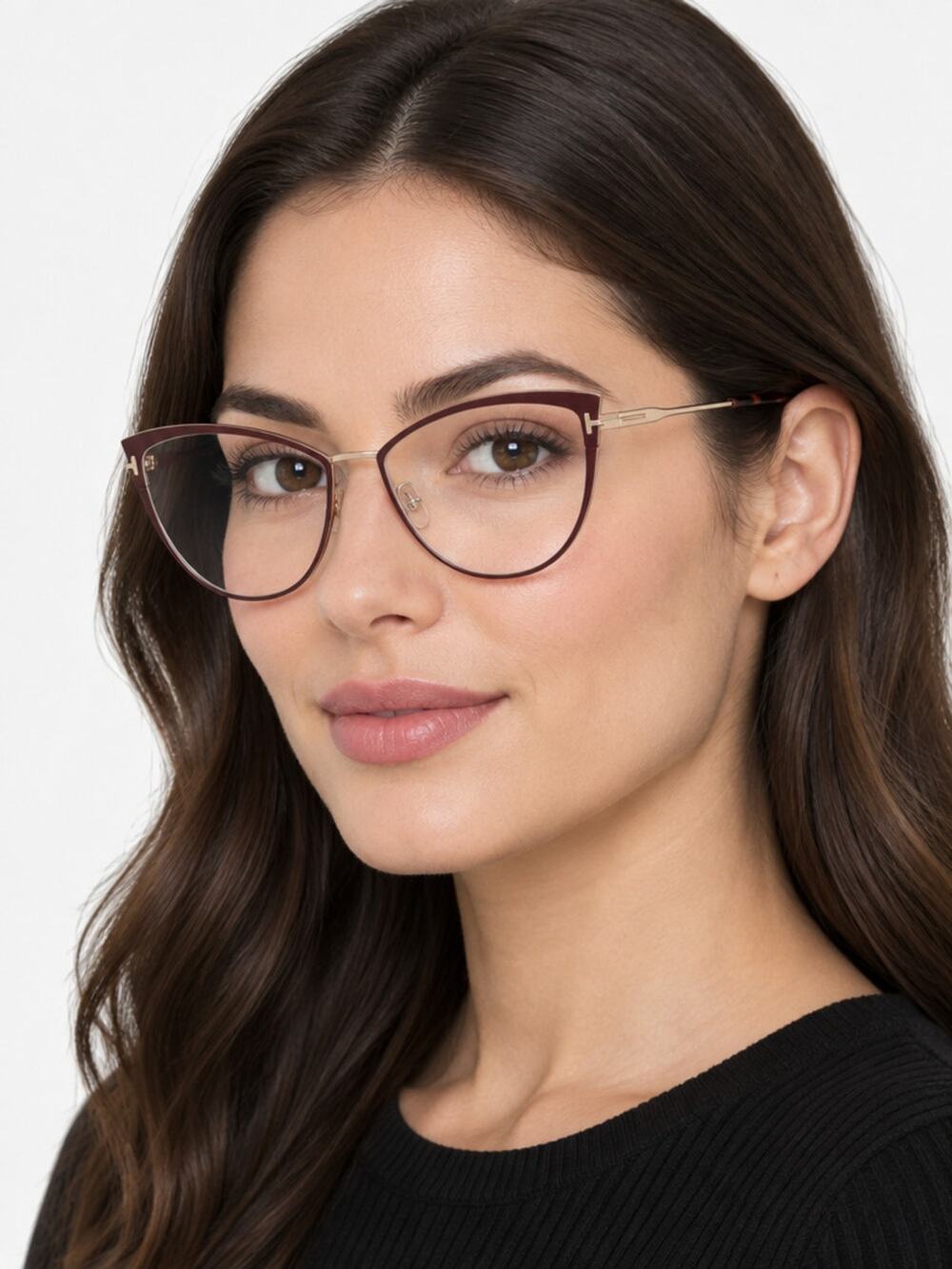NEW Tom Ford FT5877-B 069 Bordeaux/Shiny Rose Gold Sunglasses Authentic
